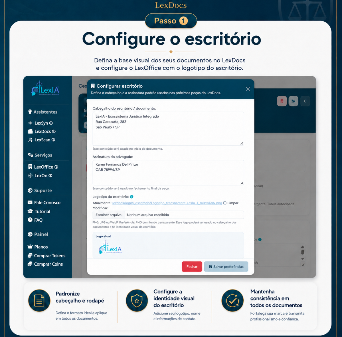 Configuração do escritório no LexDocs