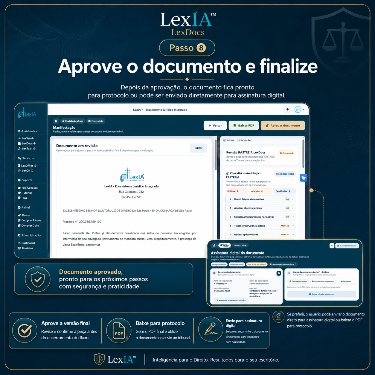 Tela de aprovação do documento no LexDocs