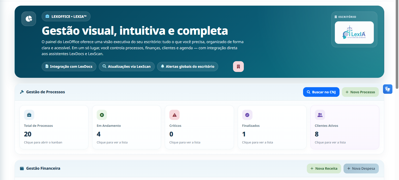 LexOffice com gestão do escritório